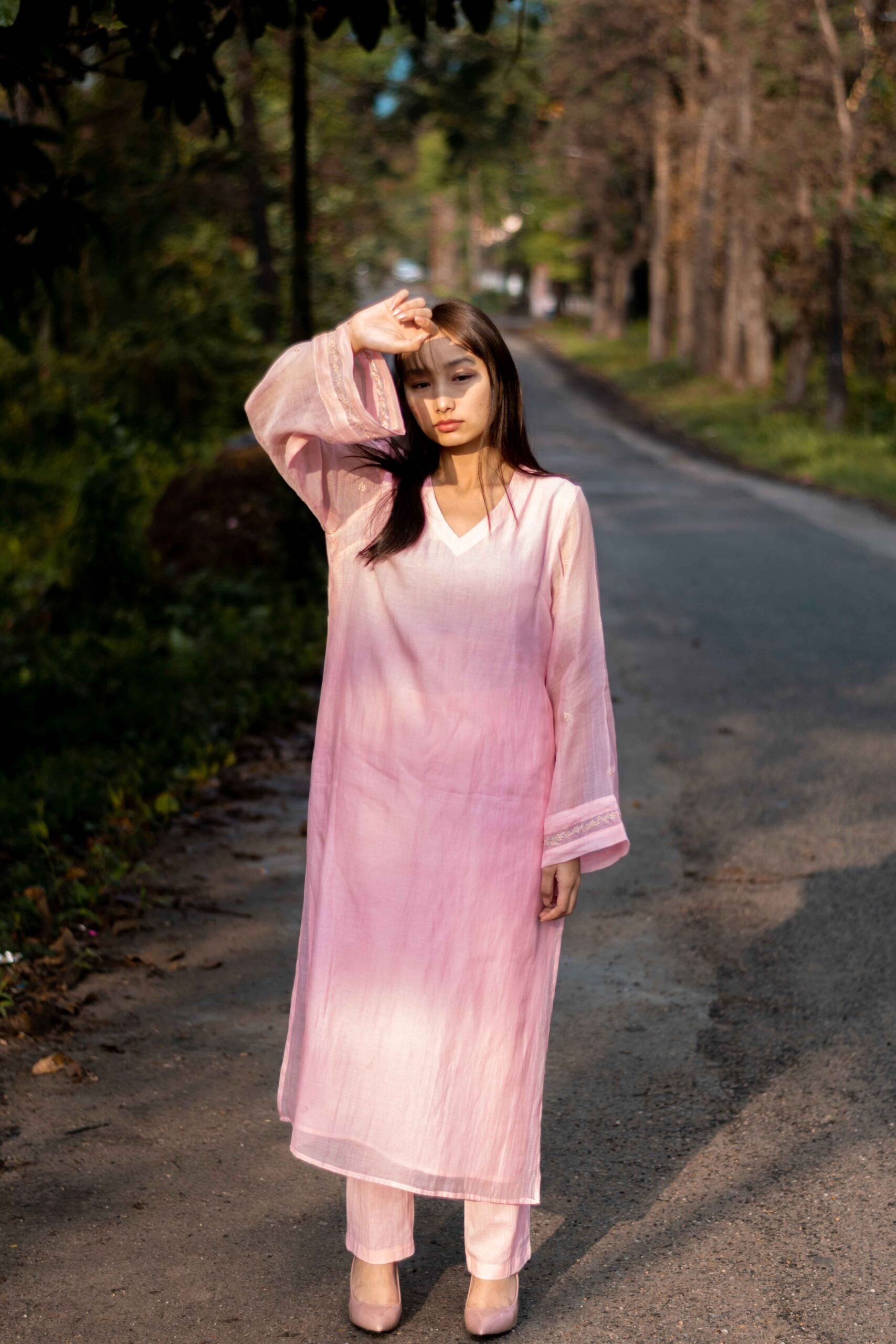Juanita- Chanderi blush-pink Kurta