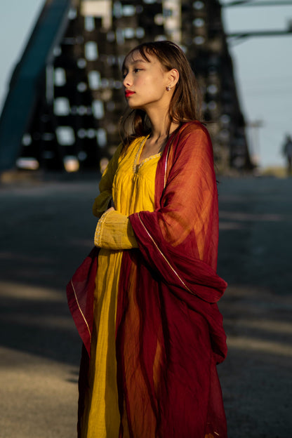 Juanita- handwoven chanderi kurta ( Mustard Color)