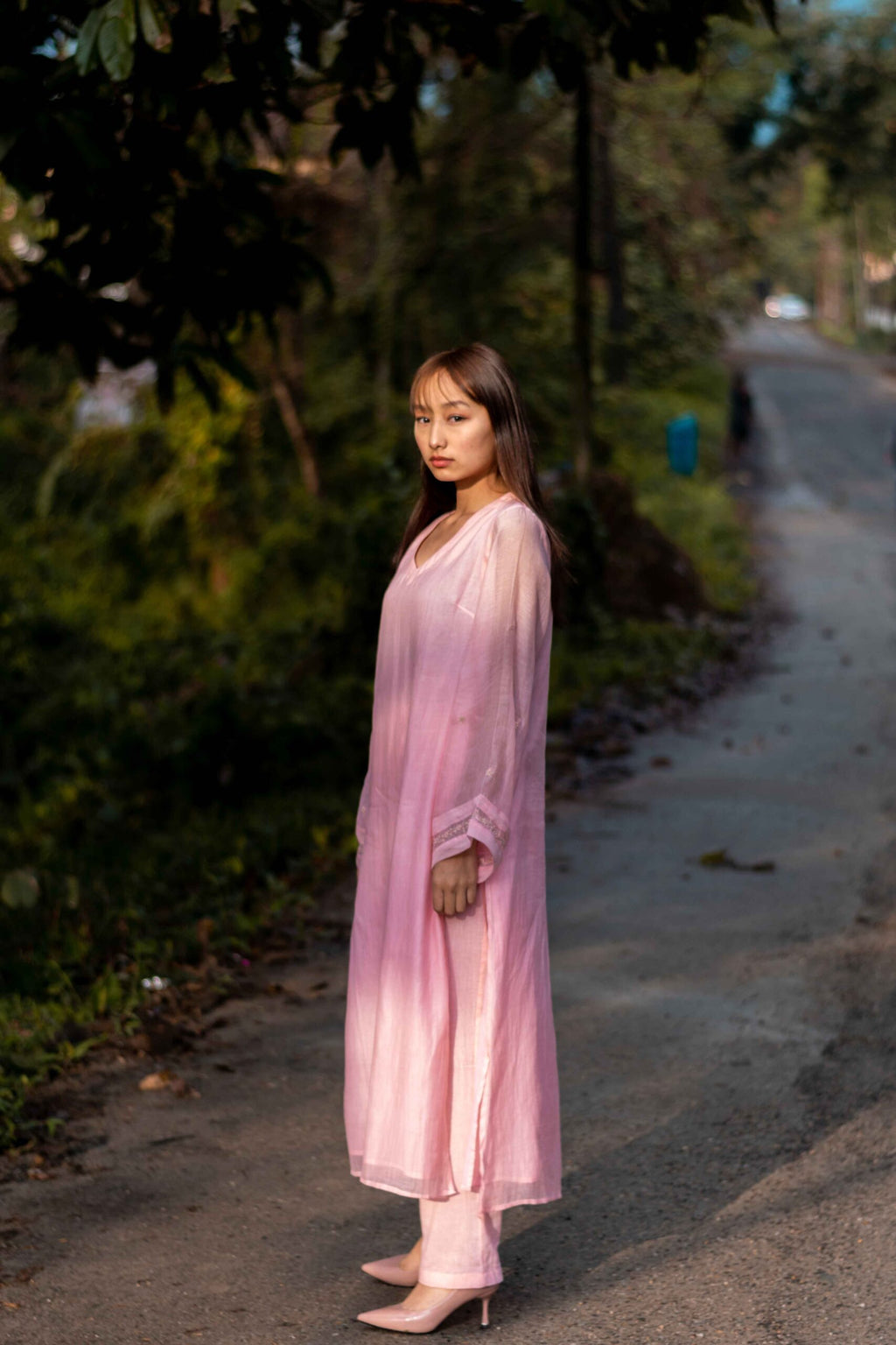 Juanita- Chanderi blush-pink Kurta