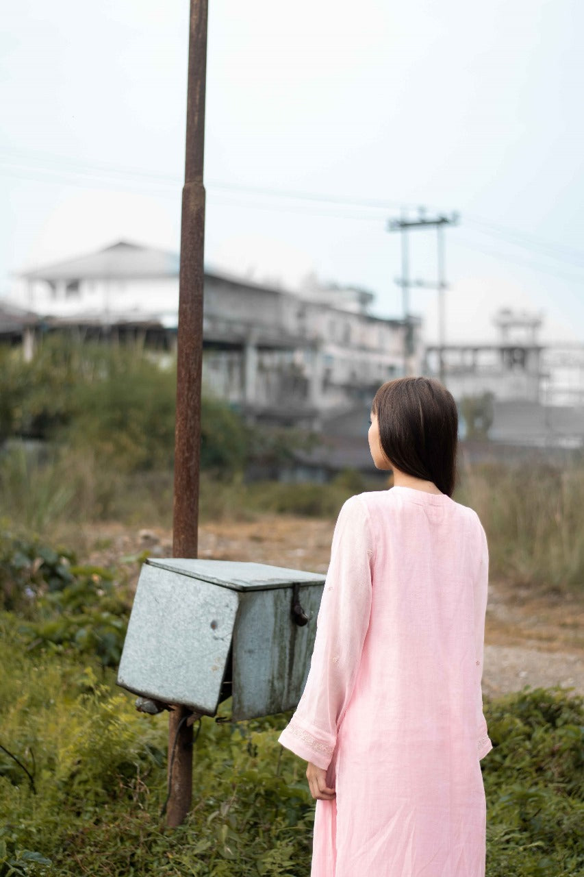 Juanita- Chanderi blush-pink Kurta