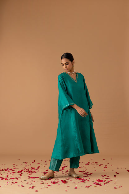 Juanita- Teal Silk Kaftan