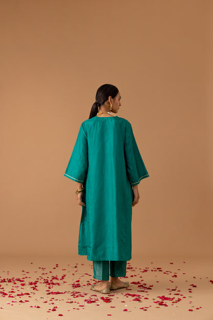 Juanita- Teal Silk Kaftan