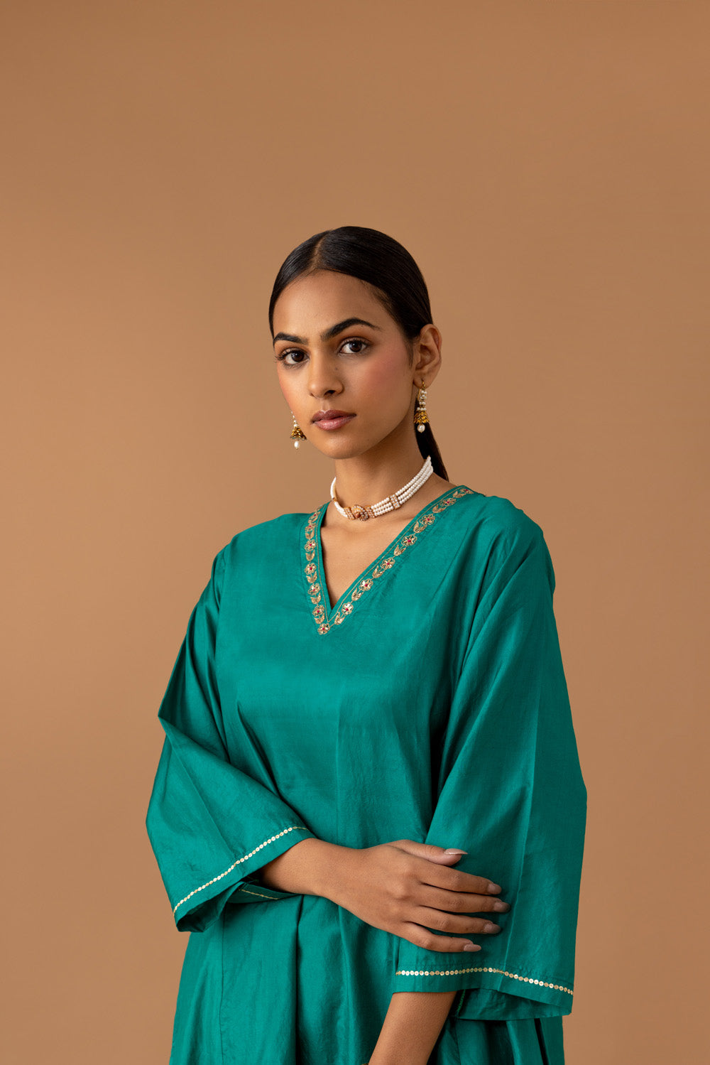 Juanita- Teal Silk Kaftan