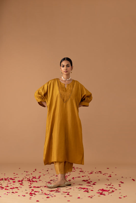 Juanita- Ochre Silk Kaftan