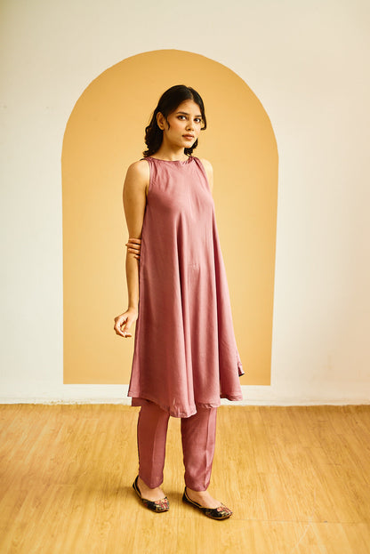 Juanita- Hadwoven cotton silk flaired tunic paired with cotton trouser