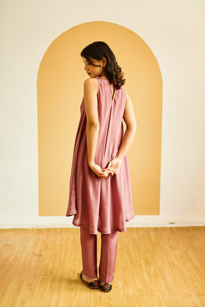 Juanita- Hadwoven cotton silk flaired tunic paired with cotton trouser