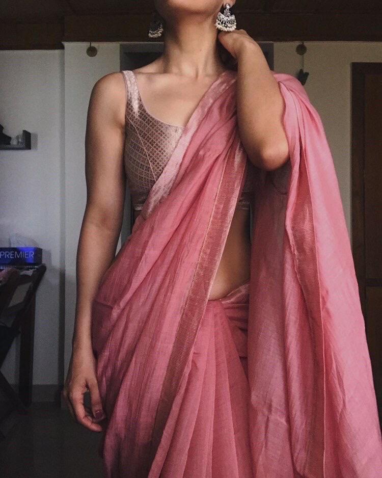 Juanita- Handwoven Rose Saree