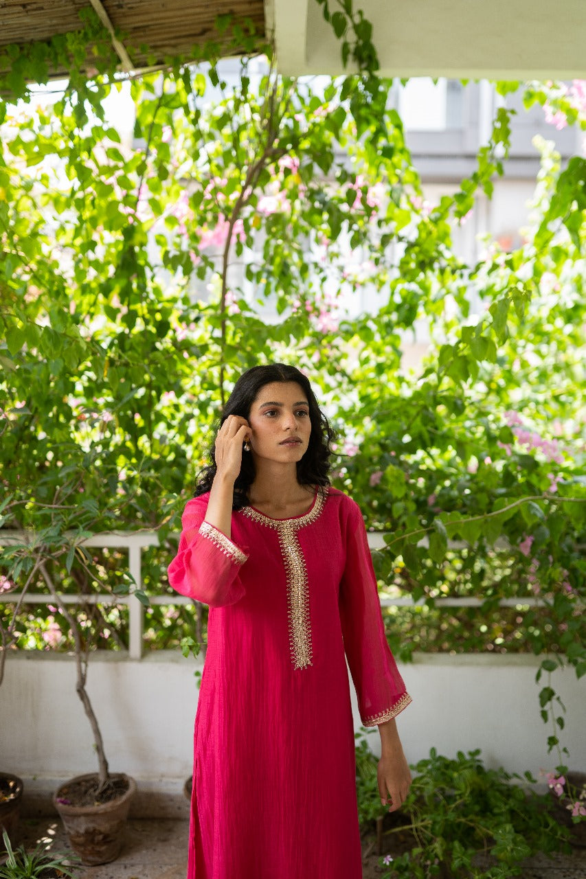 Juanita- Comfort Fit Kurta Set Handwoven Chanderi
