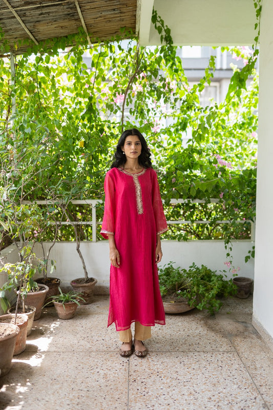 Juanita- Comfort Fit Kurta Set Handwoven Chanderi