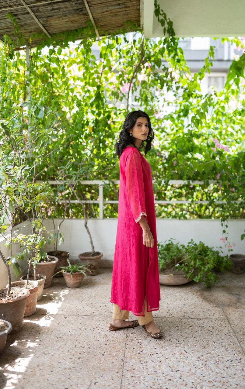 Juanita- Comfort Fit Kurta Set Handwoven Chanderi