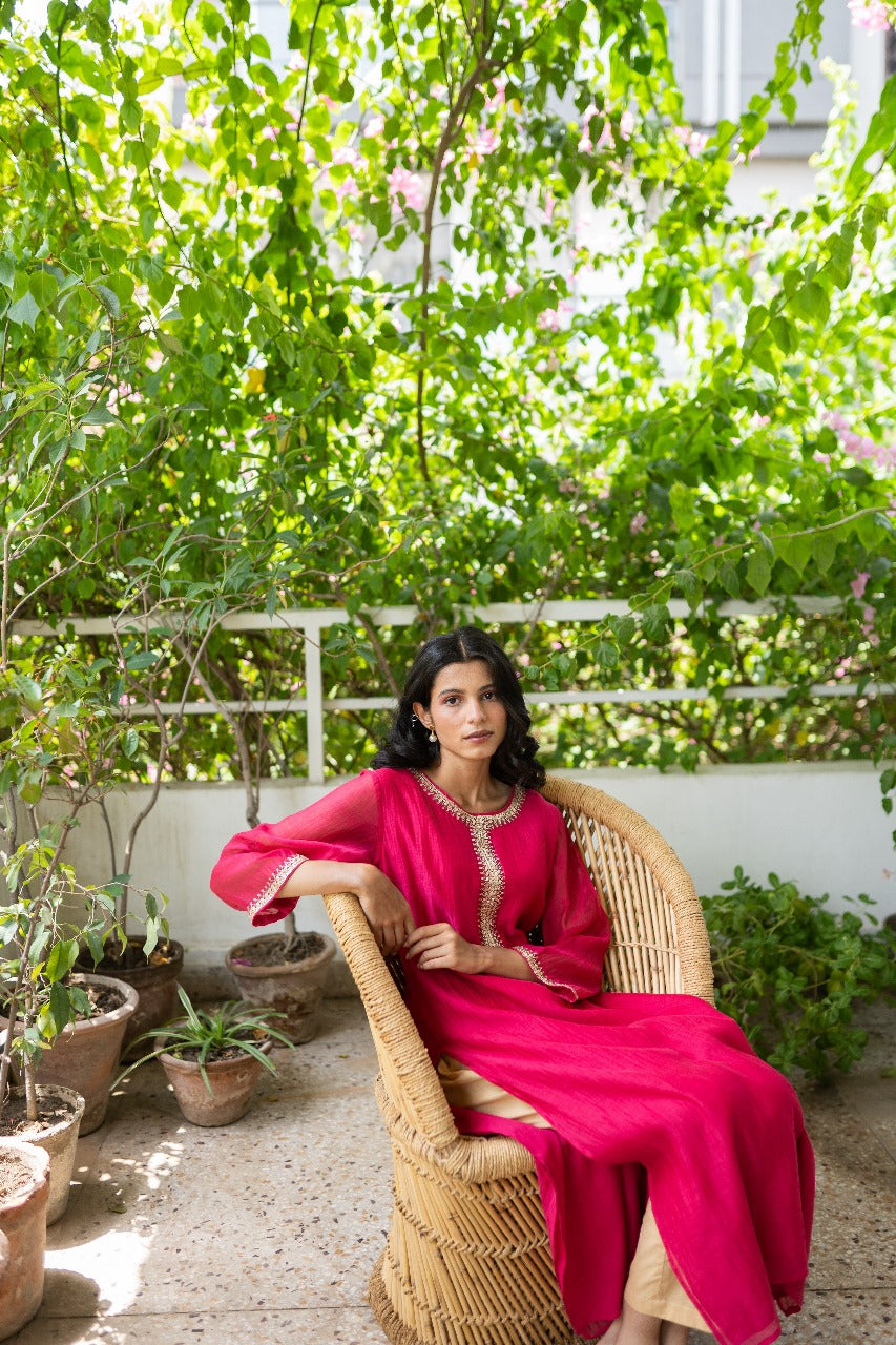 Juanita- Comfort Fit Kurta Set Handwoven Chanderi