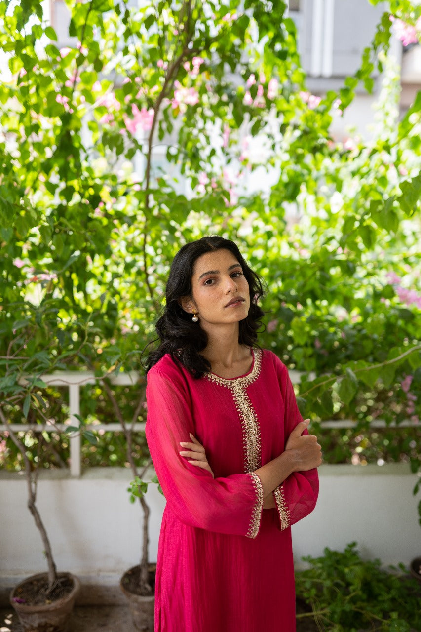 Juanita- Comfort Fit Kurta Set Handwoven Chanderi