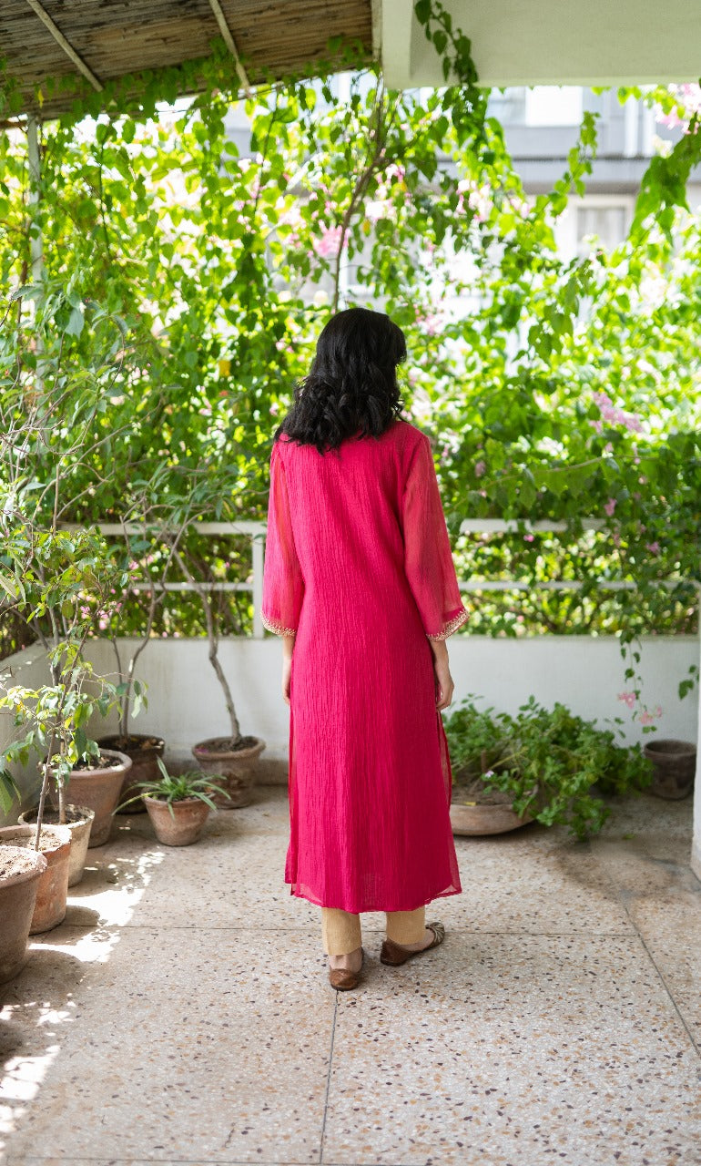 Juanita- Comfort Fit Kurta Set Handwoven Chanderi