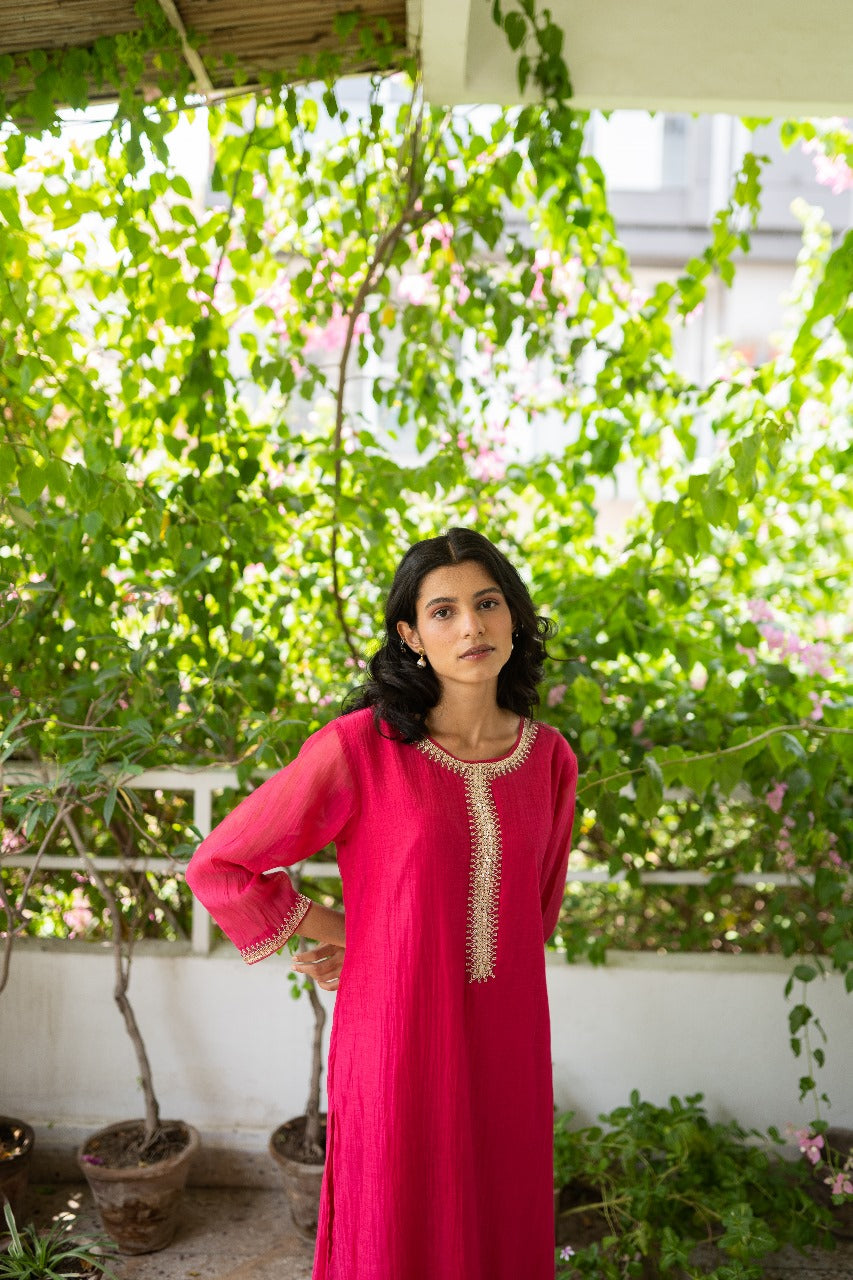 Juanita- Comfort Fit Kurta Set Handwoven Chanderi