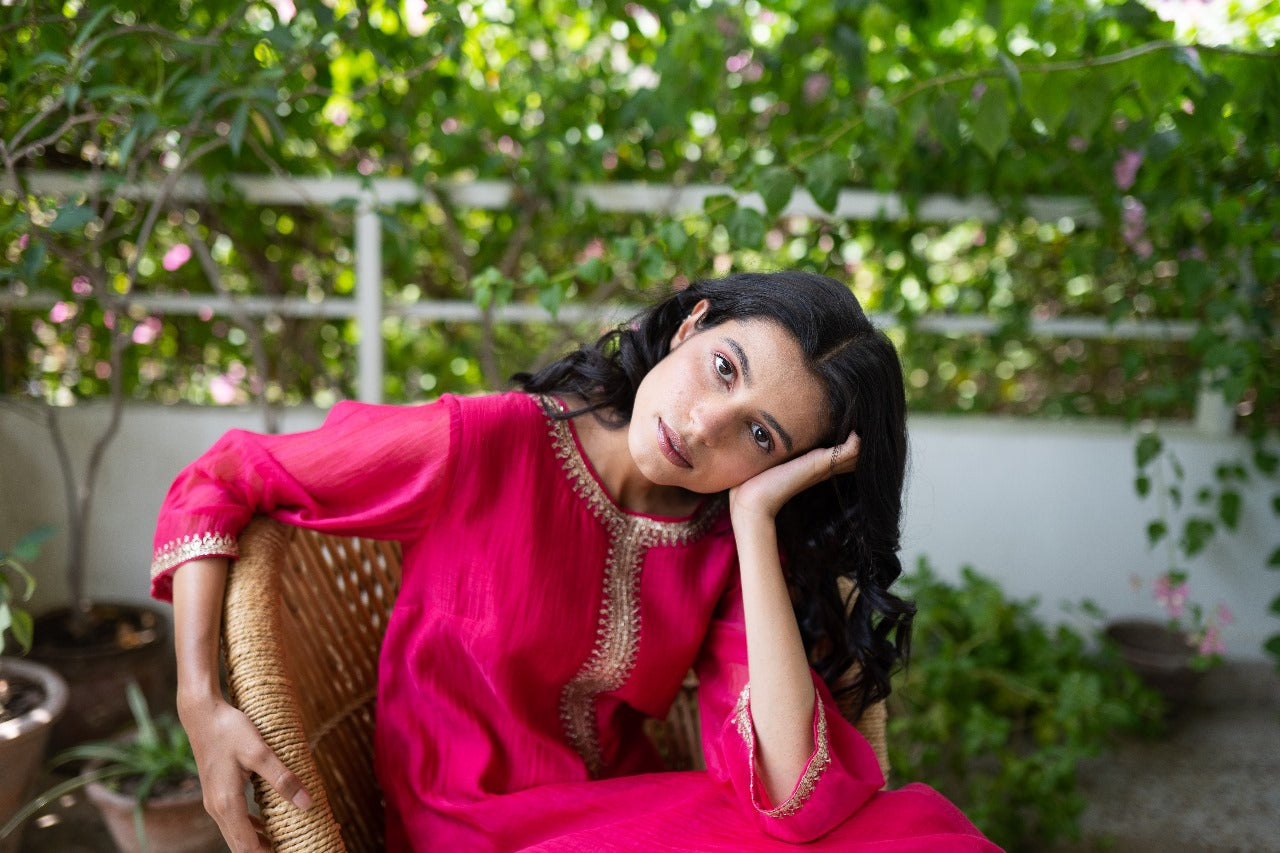 Juanita- Comfort Fit Kurta Set Handwoven Chanderi
