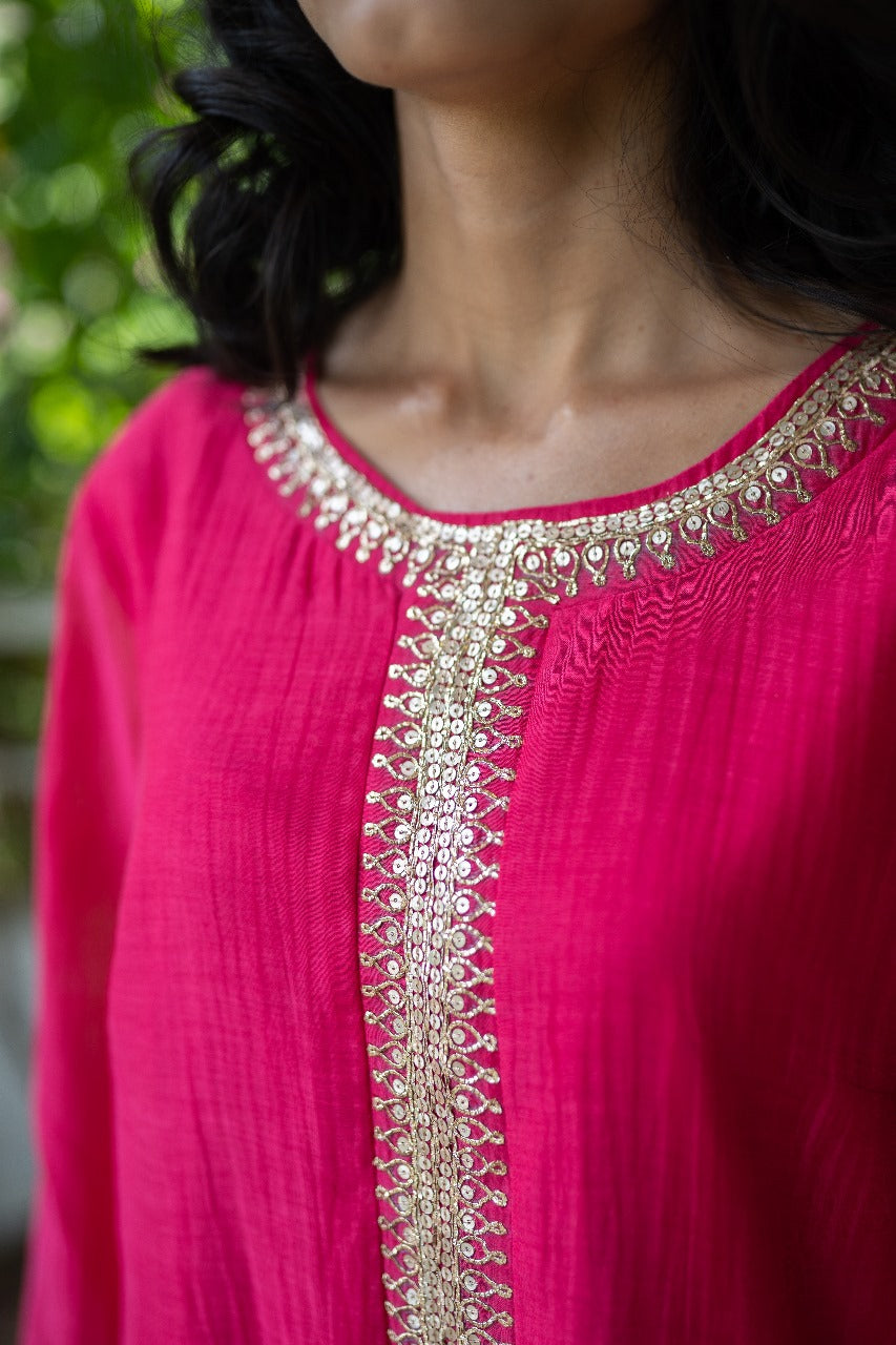 Juanita- Comfort Fit Kurta Set Handwoven Chanderi