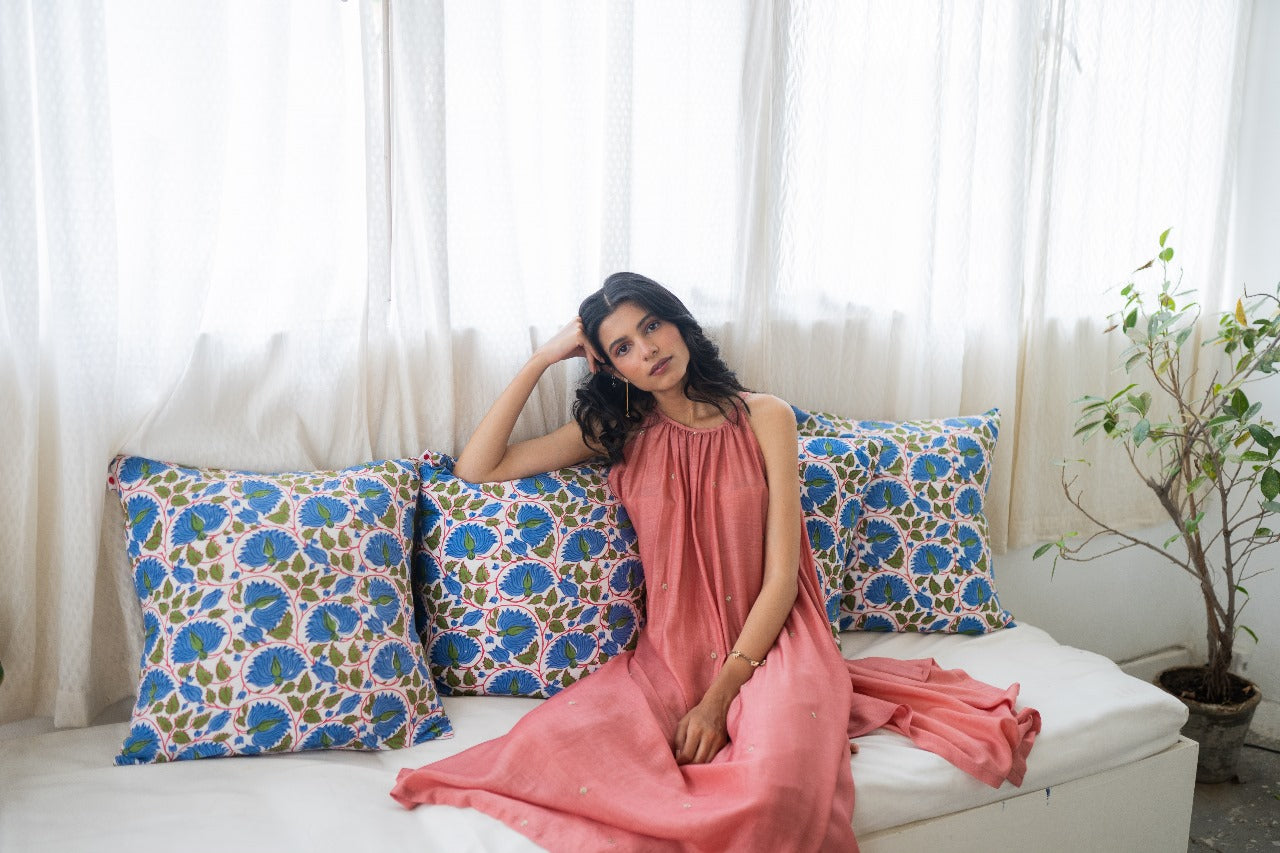 Juanita- Gather Neck Handwoven Cotton Silk Tunic
