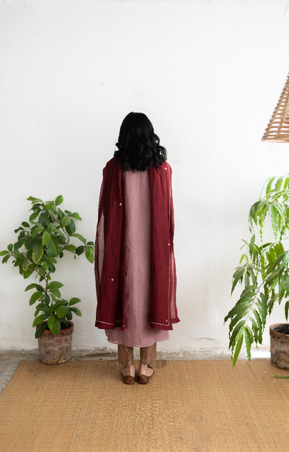 Juanita- Handwoven Chanderi Soft Old Rose Kurta